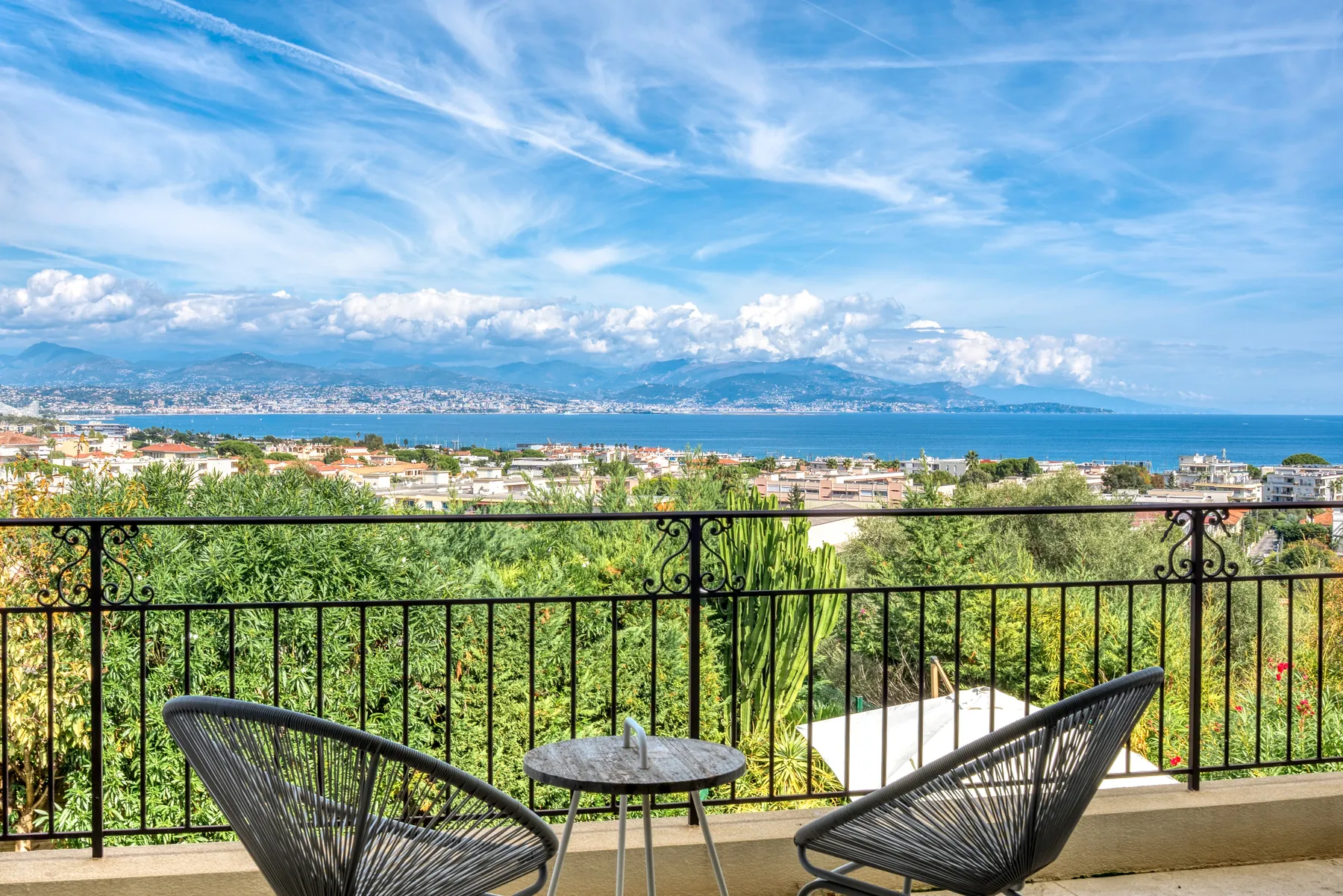 Wide panoramic view over Antibes and the Mediterranean