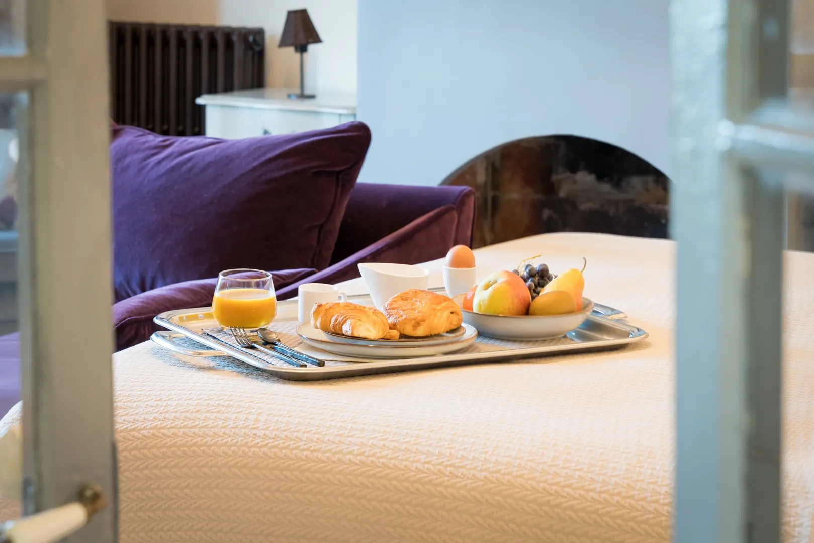 Breakfast tray served in one of the villa bedrooms